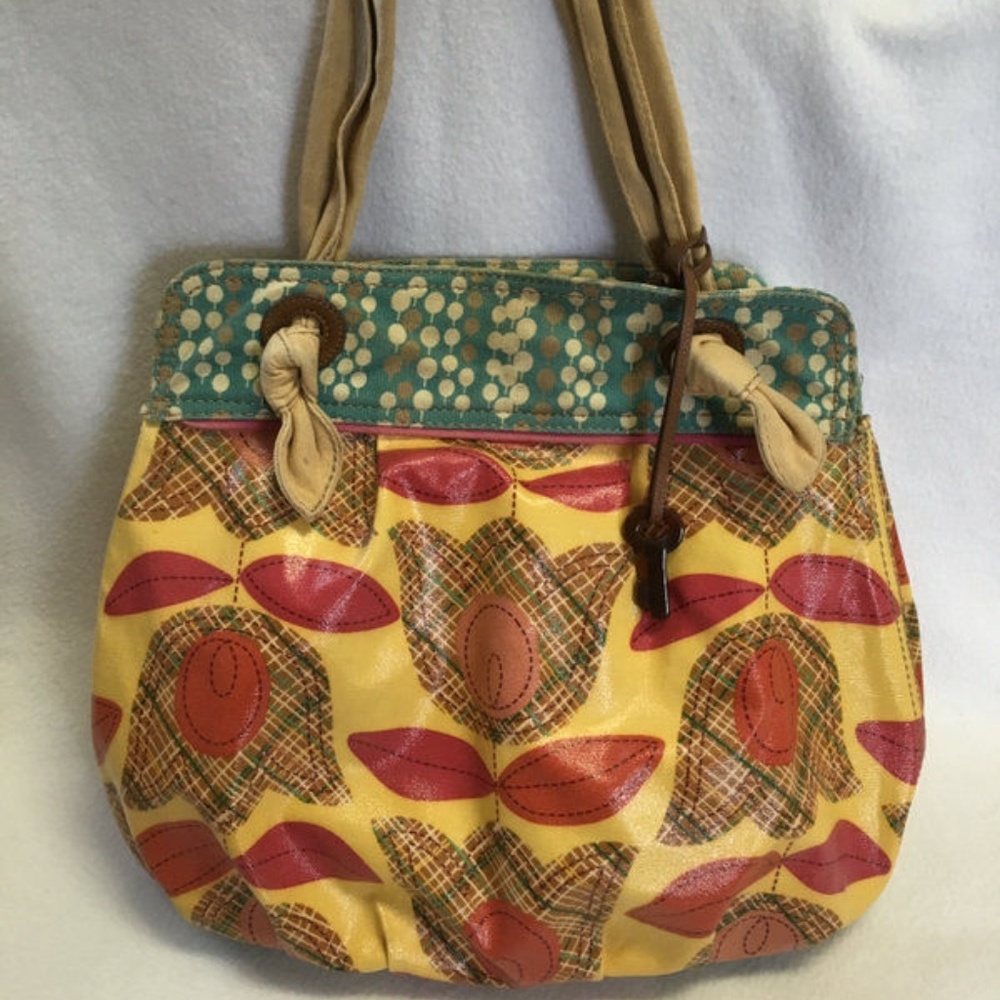 Fossil Key Per Tulip Flower Coated Canvas Purse - image 1